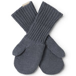Fingerless gloves in dark gray with thumb and ribbing.