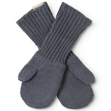 Fingerless gloves in dark gray with thumb and ribbing.