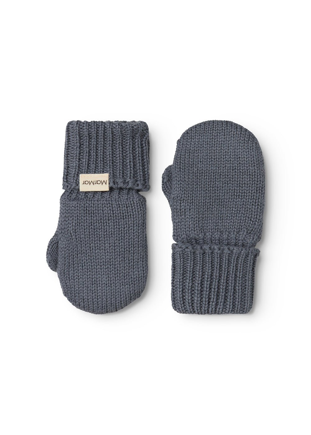 Knitted gloves in dark gray, front and back with ribbed edge.