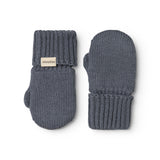 Knitted gloves in dark gray, front and back with ribbed edge.