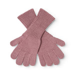 Pink glove with five fingers and loops in the palm.