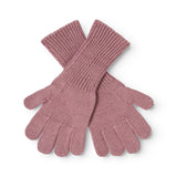Pink glove with five fingers and loops in the palm.
