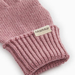 Pink and rose‑brown leather with MarMar branding at the wrist and ribbed edge.