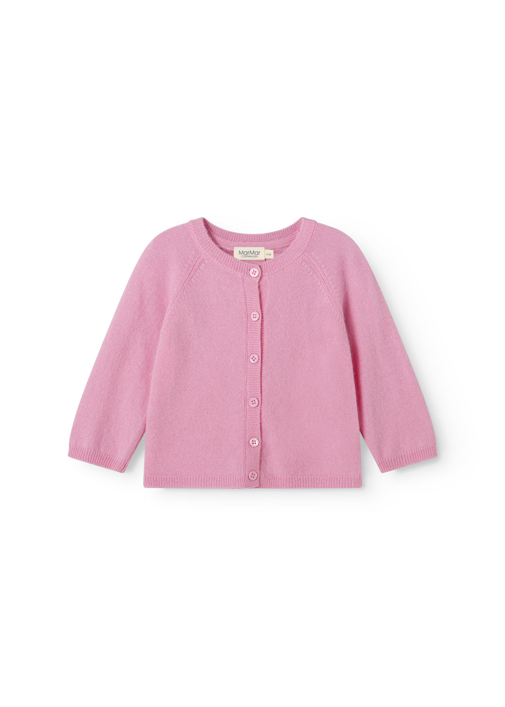 Pink Kashmir cardigan with button closure and long sleeves