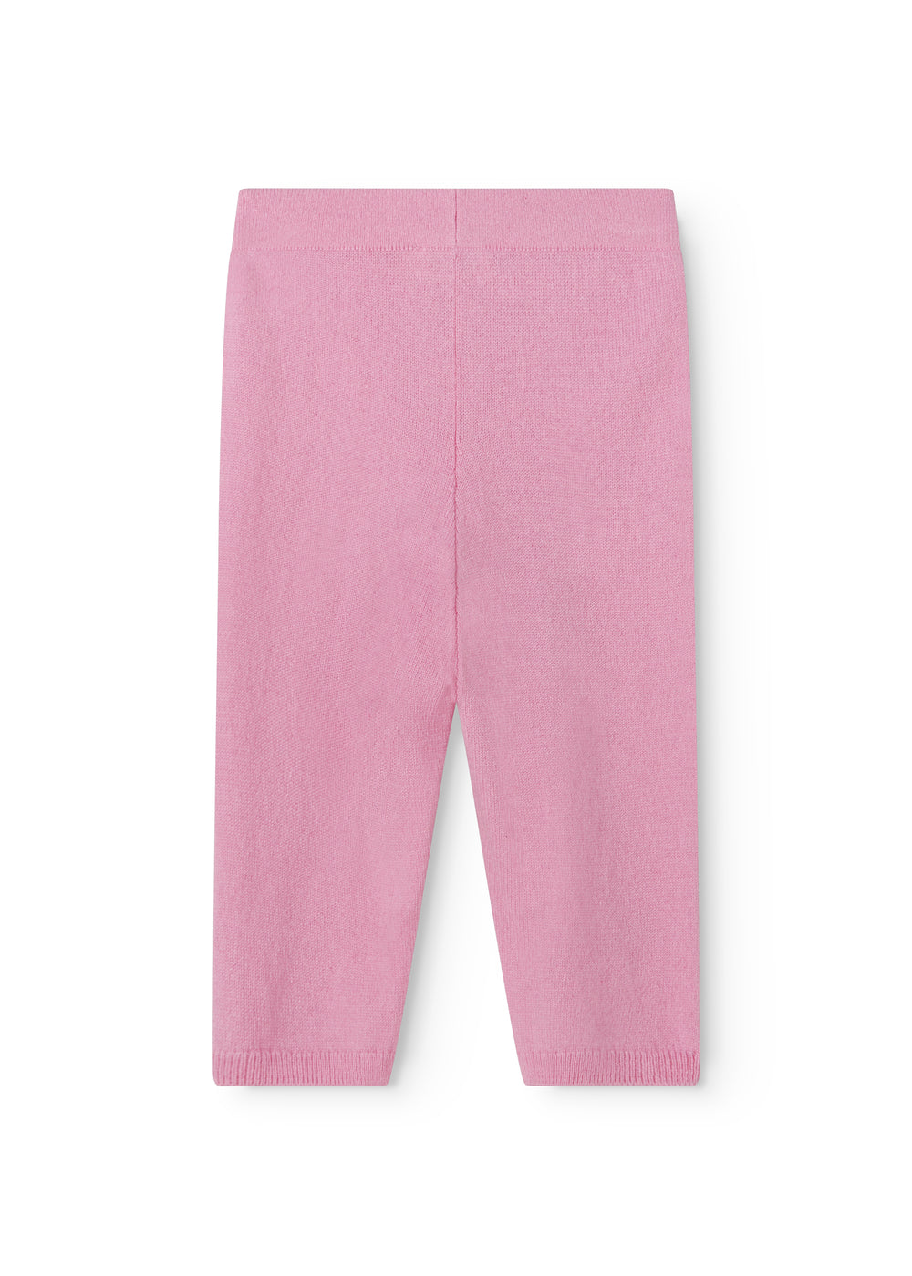Pink Kashmir pants for children with straight legs and visible side seam