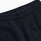 Powy Kashmir pants and indigo: close-up of ribbing and fabric texture.