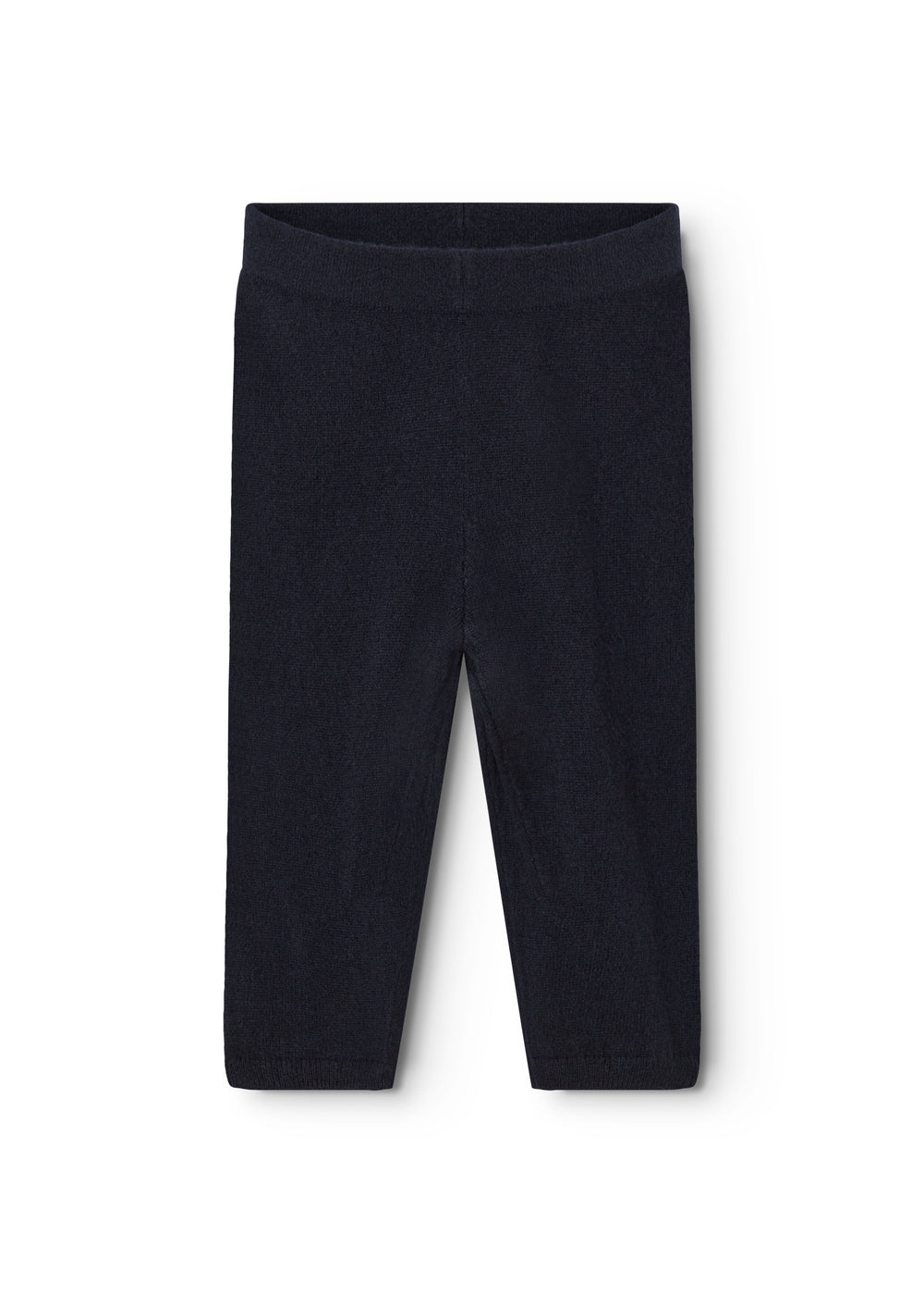 High-waisted cargo pants and indigo with ribbed cuffs and straight legs.