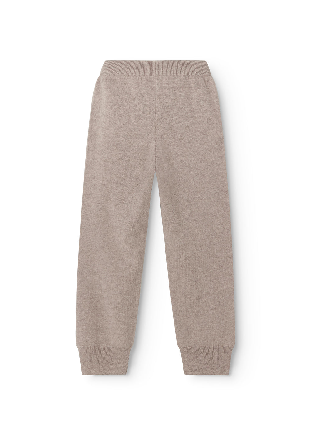 Peno khaki pants in alpaca blend, light gray relaxed fit legs with ribbing at the ankles.