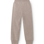 Peno khaki pants in alpaca blend, light gray relaxed fit legs with ribbing at the ankles.