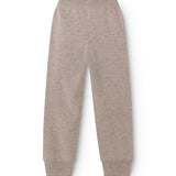 Peno khaki pants in alpaca blend, light gray relaxed fit legs with ribbing at the ankles.