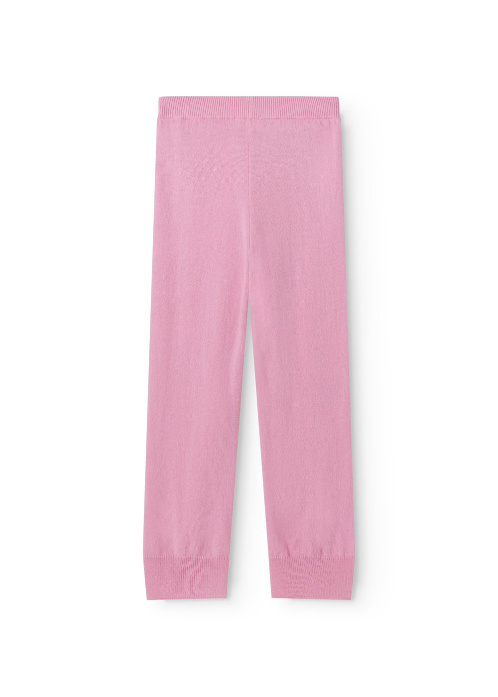 Pink Kashmir pants with a straight fit and elastic waistband.