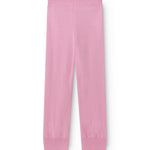 Pink Kashmir pants with a straight fit and elastic waistband.