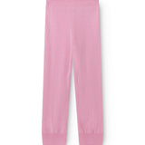 Pink Kashmir pants with a straight fit and elastic waistband.