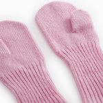 Pink ribbed stripe baby carrier with ribbed edge and thumb closure.