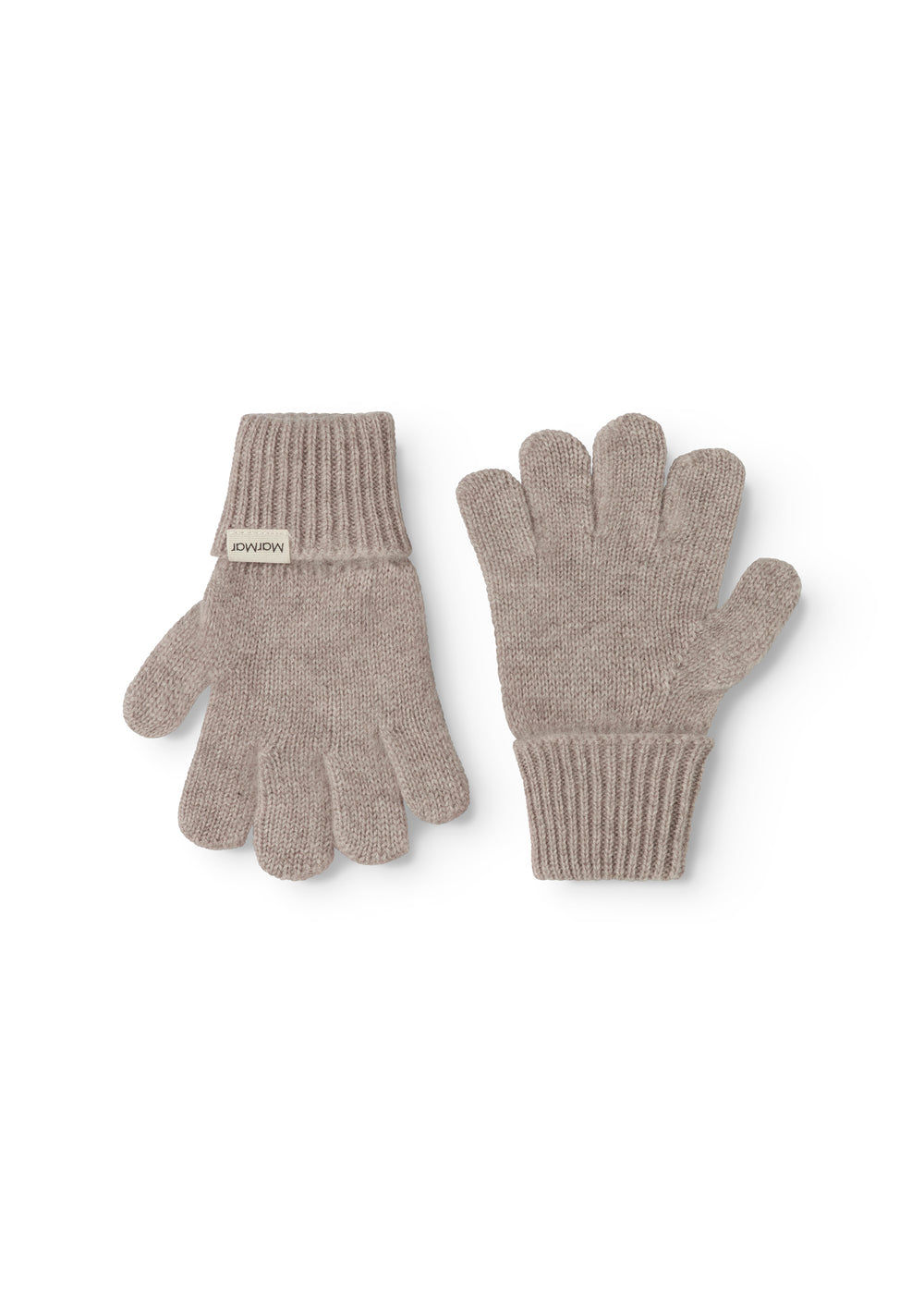 Long, knitted gloves in sand-colored alpaca blend with ribbed cuff.