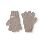Long, knitted gloves in sand-colored alpaca blend with ribbed cuff.