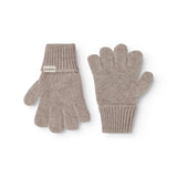 Long, knitted gloves in sand-colored alpaca blend with ribbed cuff.