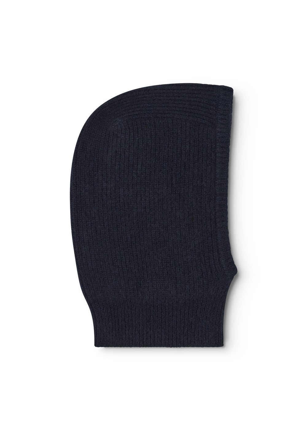 Kashmir hue in dark indigo seen from the side with ribbed texture
