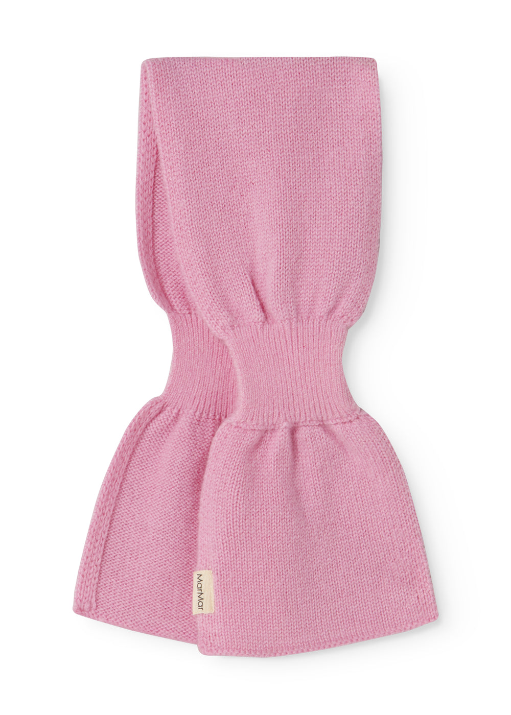 Pink baby blanket in knit, folded together with an elastic edge