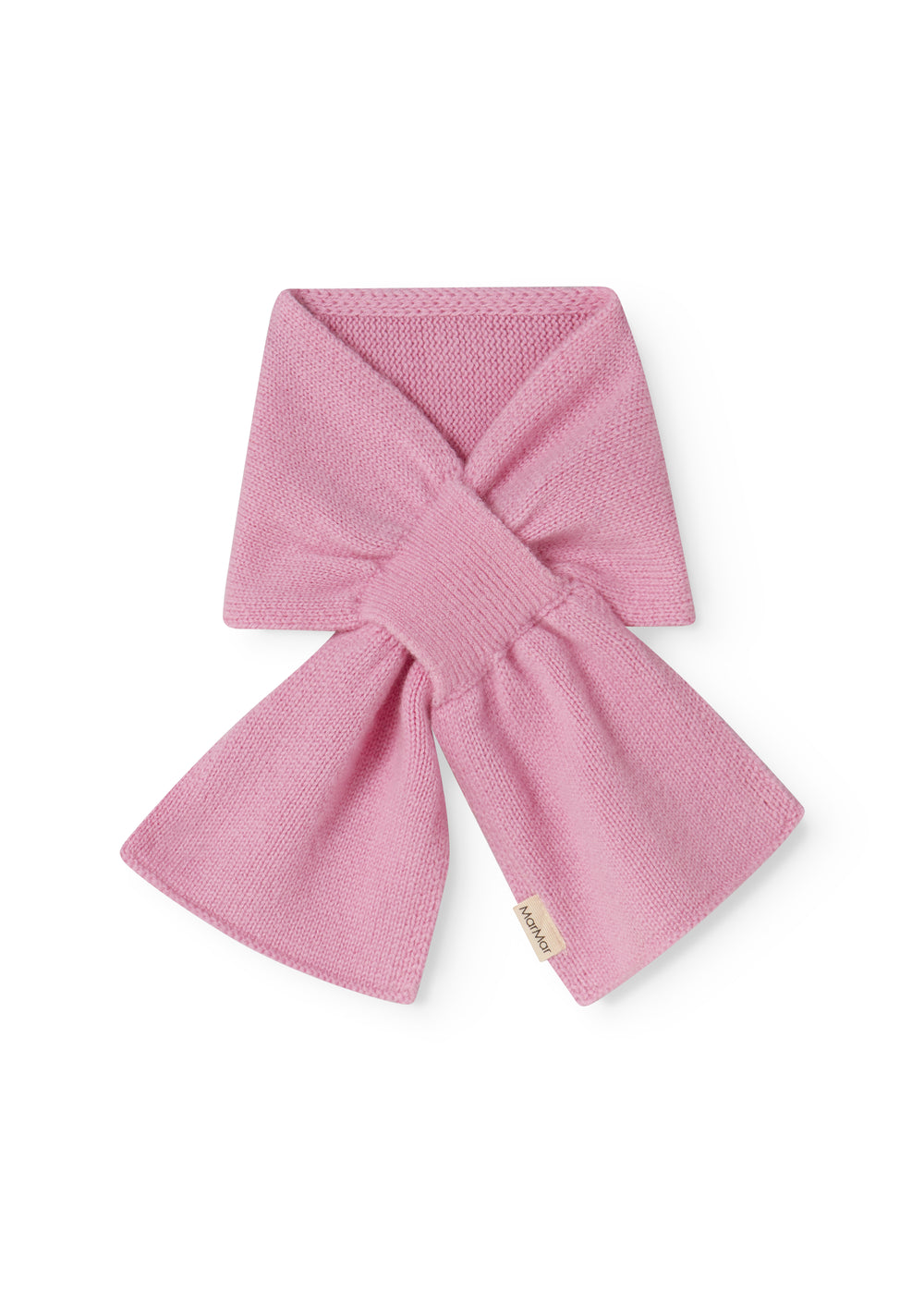 Pink baby blanket in knit with a knot in front