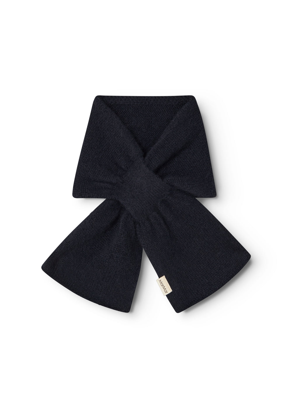 Dark indigo cashmere scarf for baby with knot and short ends