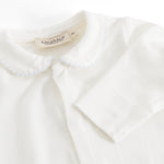 Baby ones with white collar edge and discreet blue picot trim.