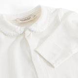 Baby ones with white collar edge and discreet blue picot trim.
