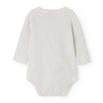White bodystocking with small black dots and long sleeves