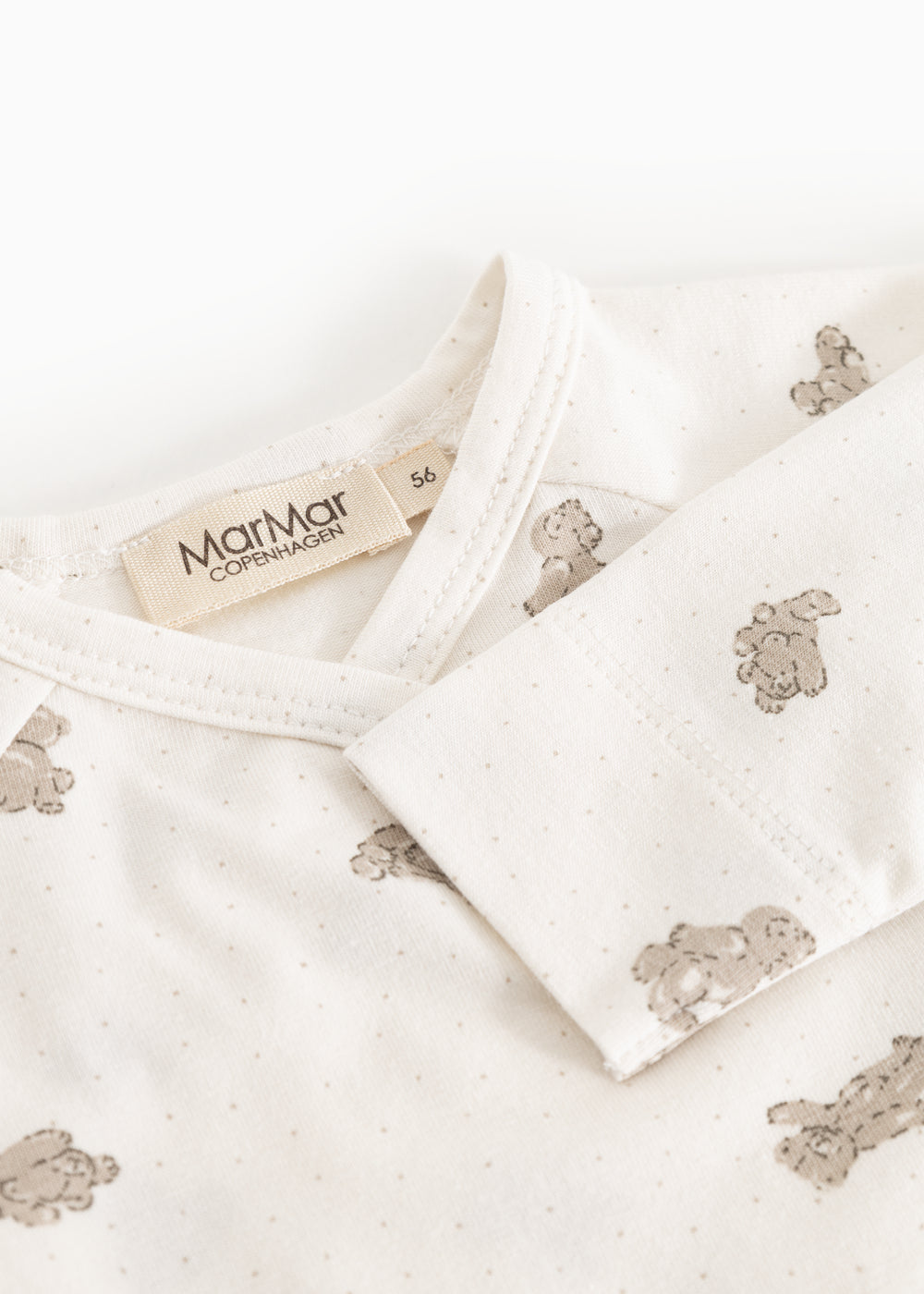 Offwhite wrap blouse with long sleeves, teddy bear print and MarMar Copenhagen brand.
