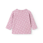 Pink blouse with long sleeves and small floral print