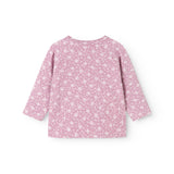 Pink blouse with long sleeves and small floral print