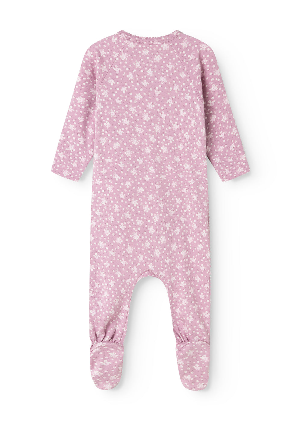 Rubetta dress in pink with small white-pink floral print, reversible and long-legged.