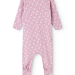 Rubetta dress in pink with small white-pink floral print, reversible and long-legged.