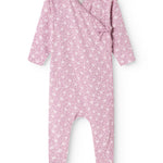 Rubetta dress in pink with small white-pink floral print, dress with long sleeves.