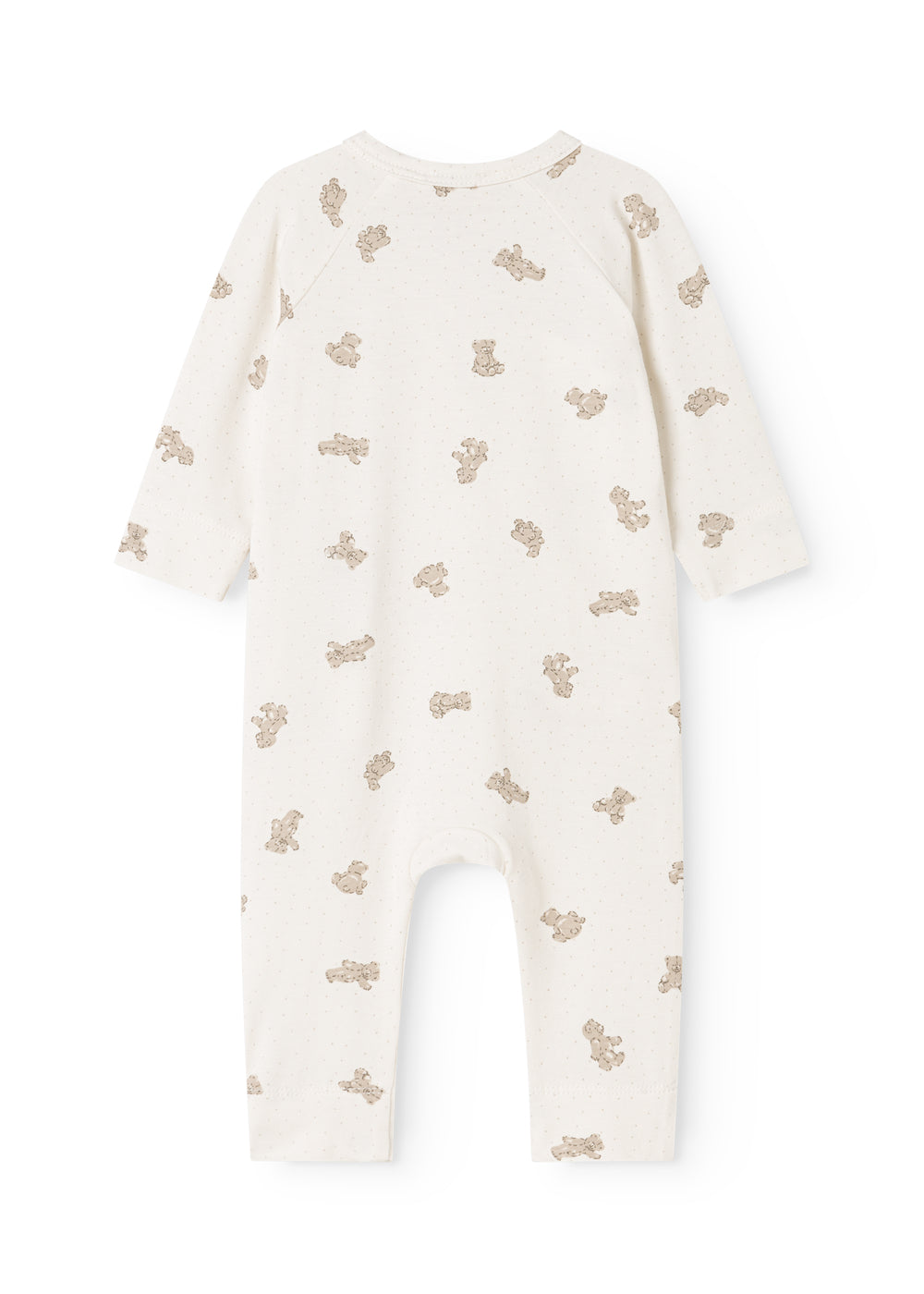 White dress with teddy pattern and long sleeves