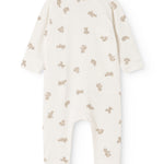 White dress with teddy pattern and long sleeves