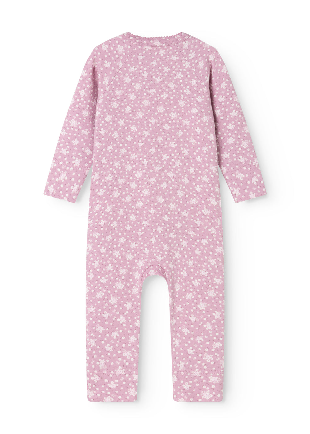 Dress from Rula in pink with small white flower print, long sleeves and long legs.