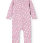 Dress from Rula in pink with small white flower print, long sleeves and long legs.