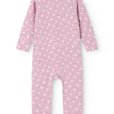 Dress from Rula in pink with small white flower print, long sleeves and long legs.