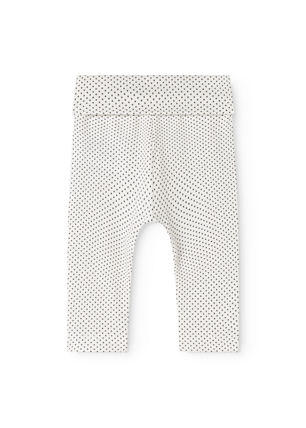 Baby leggings with small black dots and elastic waistband