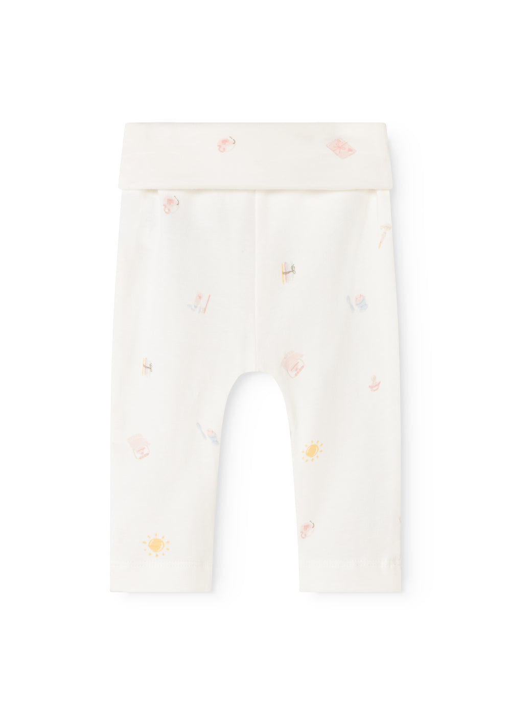 Piva baby shorts in light cream with all-over colored animal print and elastic lining.