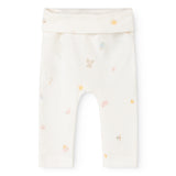 Piva baby shorts in light cream with colorful small animal print and elastic waistband.