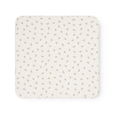Offwhite rug with teddy bear pattern in rectangular shape with rounded corners