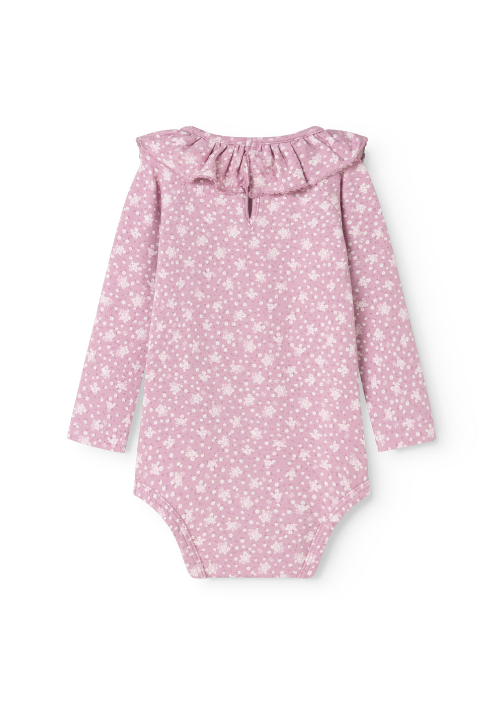 Pink bodystocking with long sleeves and small white floral print