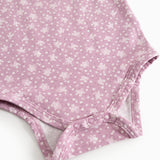 Floral bodystocking with flower print and snap buttons at the crotch
