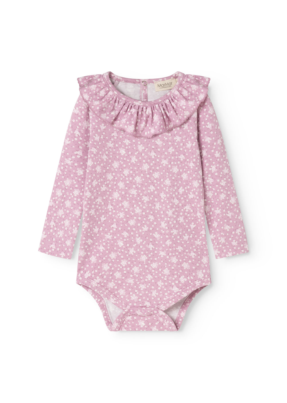 Pink bodystocking with long sleeves and small white floral print