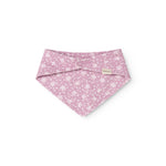 Satin bow in pink with white pattern and snap closure
