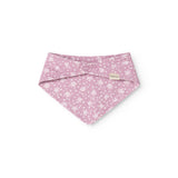 Satin bow in pink with white pattern and snap closure