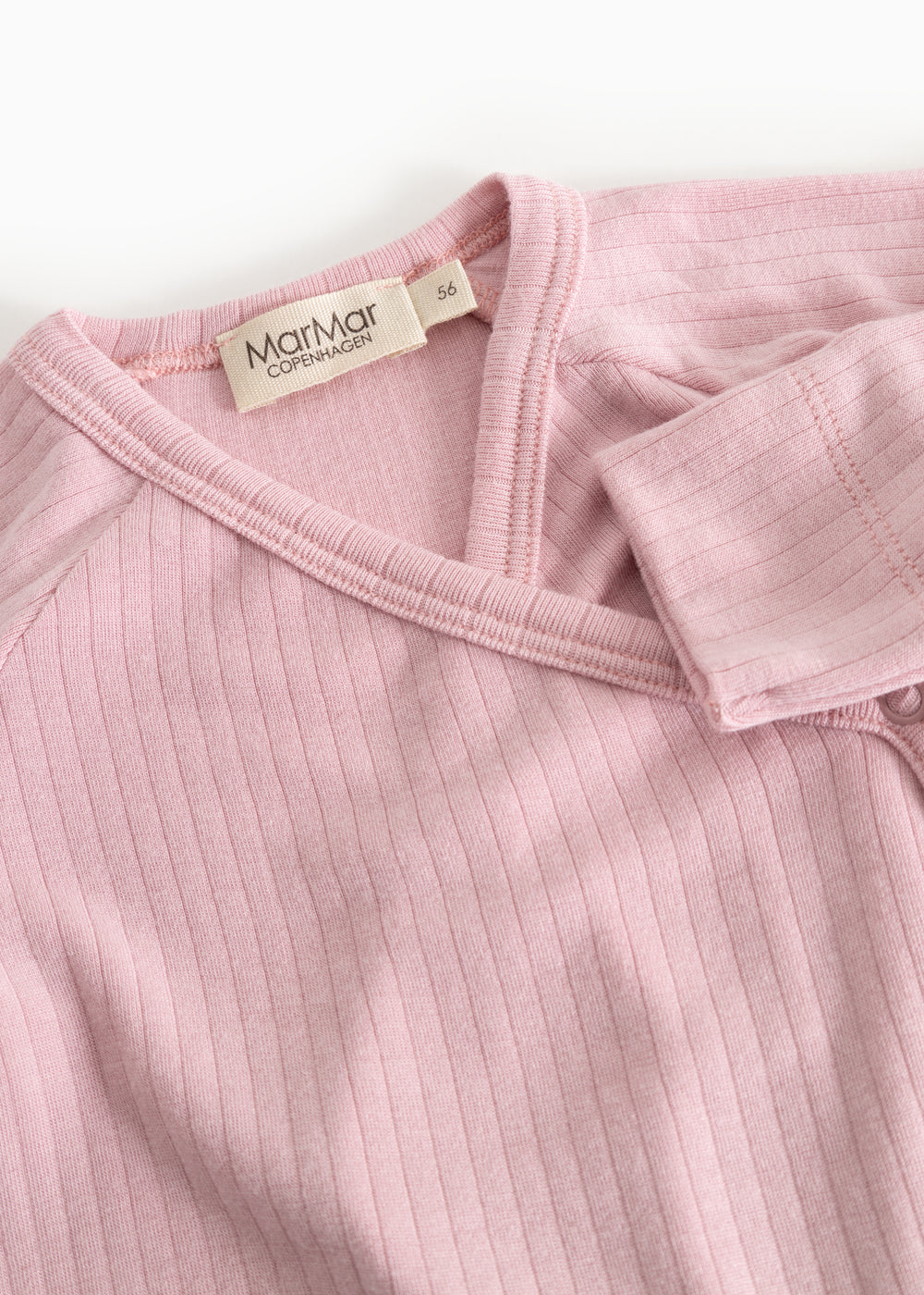 Pink jumpsuit with ribbed collar and MarMar Copenhagen brand