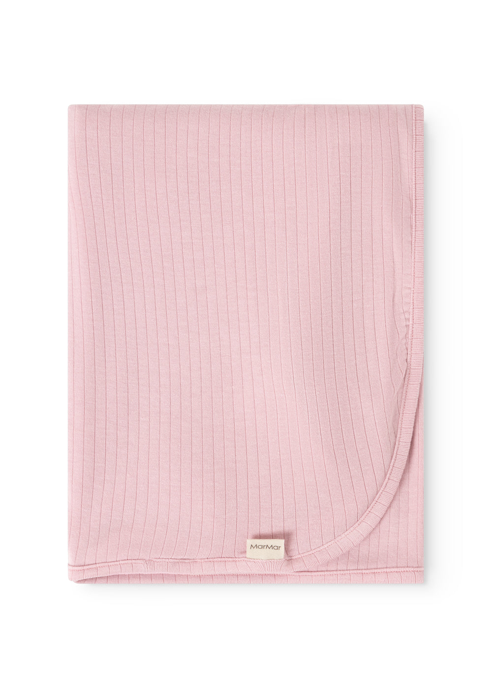 Pink carpet Alida Smoothie folded square with smooth edge and label.